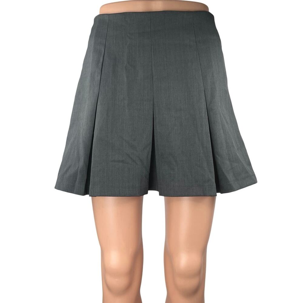 Cider Women's Gray High Waisted Zipper Casual Pleated A Line Mini Skirt Size S